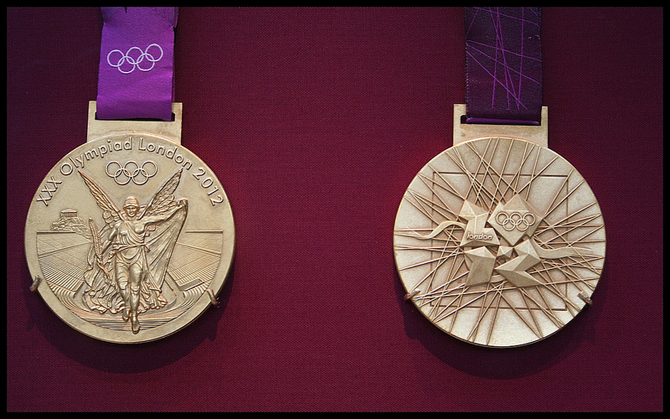 Goddess Nike by Paionios on the London Olympic Games Medal photographed by Nagarjun at Flickr.