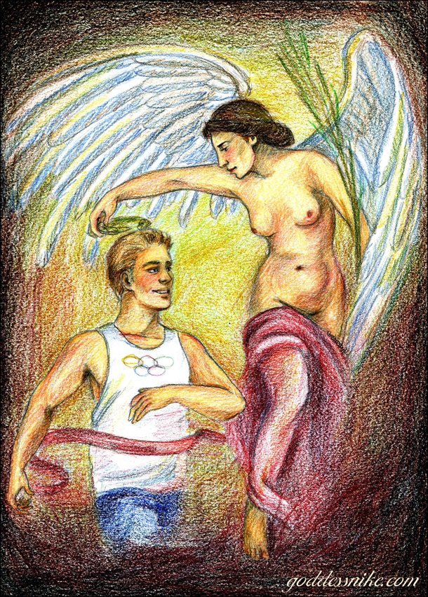'Revealing Victory', Nike Crowning an Olympic Athlete by Deviantartist Chashirskiy under commmission.